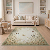 Vintage Cream Blossom Butterfly Area Rug