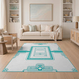 Teal Geometric Line Art Area Rug