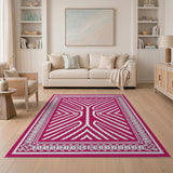 Pink Chevron Tree Motif Area Rug