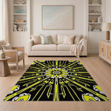 Bold Yellow Sunburst Geometric Area Rug