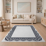 Ornate Black Scrollwork Frame Area Rug