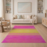 Vibrant Pink Yellow Geometric Woven Area Rug