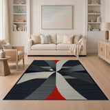 Modern Geometric Halftone Area Rug in Black Red