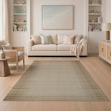 Beige Woven Seagrass Area Rug with Tan Border