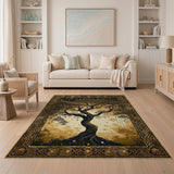 Golden Tree of Life Geometric Area Rug