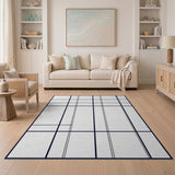 Black White Geometric Grid No. 31 Area Rug