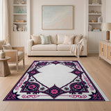 Ornate Pink Floral Persian Border Rug