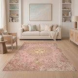 Pink Vintage Celestial Sun Moon Area Rug