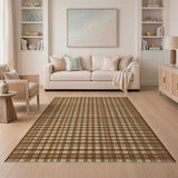 Rustic Brown Tan Plaid Rustic Farmhouse Area Rug
