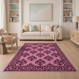 Vintage Pink Floral Damask Area Rug