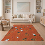 Whimsical Halloween Pumpkin Ghost Area Rug