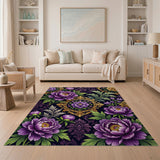 Purple Peony Ornate Floral Area Rug