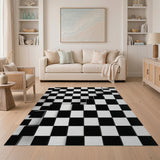 3D Black White Cubic Checkerboard Area Rug