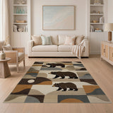 Geometric Bear Landscape Area Rug
