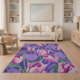 Purple Tulip Hyacinth Floral Area Rug
