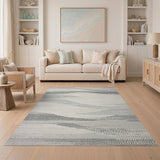 Grey Abstract Grey Wavy Stripe Area Rug