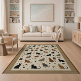 Whimsical Cats Folk Motifs Boho Rug