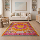 Radiant Sun Face Boho Chic Area Rug