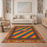 Rainbow VW Bus Boho Area Rug