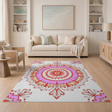 Pink Traditional Persian Vibrant Pink Mandala Area Rug