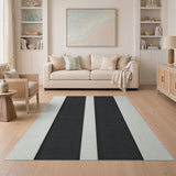 Striped Bold Black White Vertical Striped Area Rug