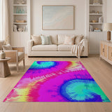 Vibrant Tie-Dye Rainbow Swirl Area Rug