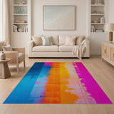 Vibrant Multi-Color Vertical Stripe Abstract Rug