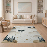 Whimsical Black Bear Starry Forest Rug