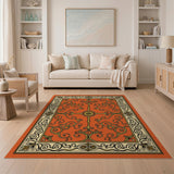 Vibrant Orange Ornate Persian Medallion Rug