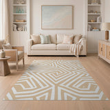 Beige Maze Geometric Area Rug