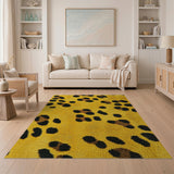 Vibrant Yellow Leopard Print Shag Rug