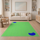 Mint Green Textured Area Rug with Blue Organic Shapes