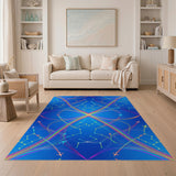 Blue Airplane Trails Abstract Area Rug