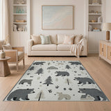 Cozy Grey Bears Woodland Nursery Rug