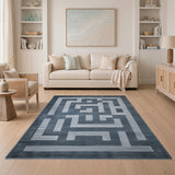 Geometric Modern Blue Geometric Maze Area Rug