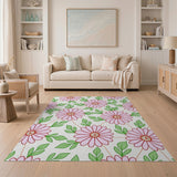 Floral Vintage Pink Vintage Pink Daisy Floral Area Rug