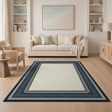 Blue and Teal Ornate Navy Blue Persian Border Area Rug