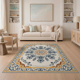 Navy Gold Medallion Traditional Persian Area Rug