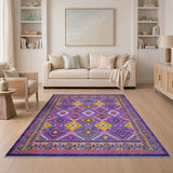 Vibrant Purple Diamond Heritage Tribal Rug