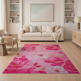 Lush Pink Peony Floral Area Rug