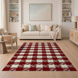 Rustic Red Gingham Check Area Rug