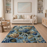 Vintage Blue Hydrangea Floral Rug