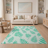Lush Green Fern Leaf Coastal Area Rug