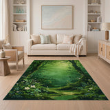 Sunlit Forest Glade Green Area Rug