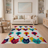 Whimsical Cartoon Cats and Lightbulbs Area Rug