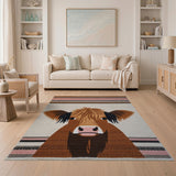 Shaggy Highland Cow Woven Area Rug