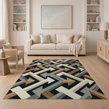 Modern Grey Arrow Maze Geometric Rug