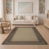 Beige Seagrass Rug with Black White Dot Border