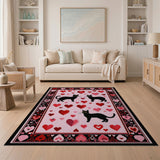 Adorable Black Cats Hearts Pink Area Rug