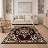 Red Traditional Persian Ornate Maroon Persian Medallion Area Rug